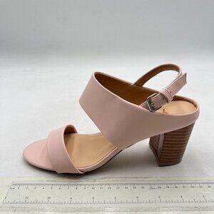YDN Light Pink Open Toe Block Mid Heels Ankle Strap Dress Buckled Sandals